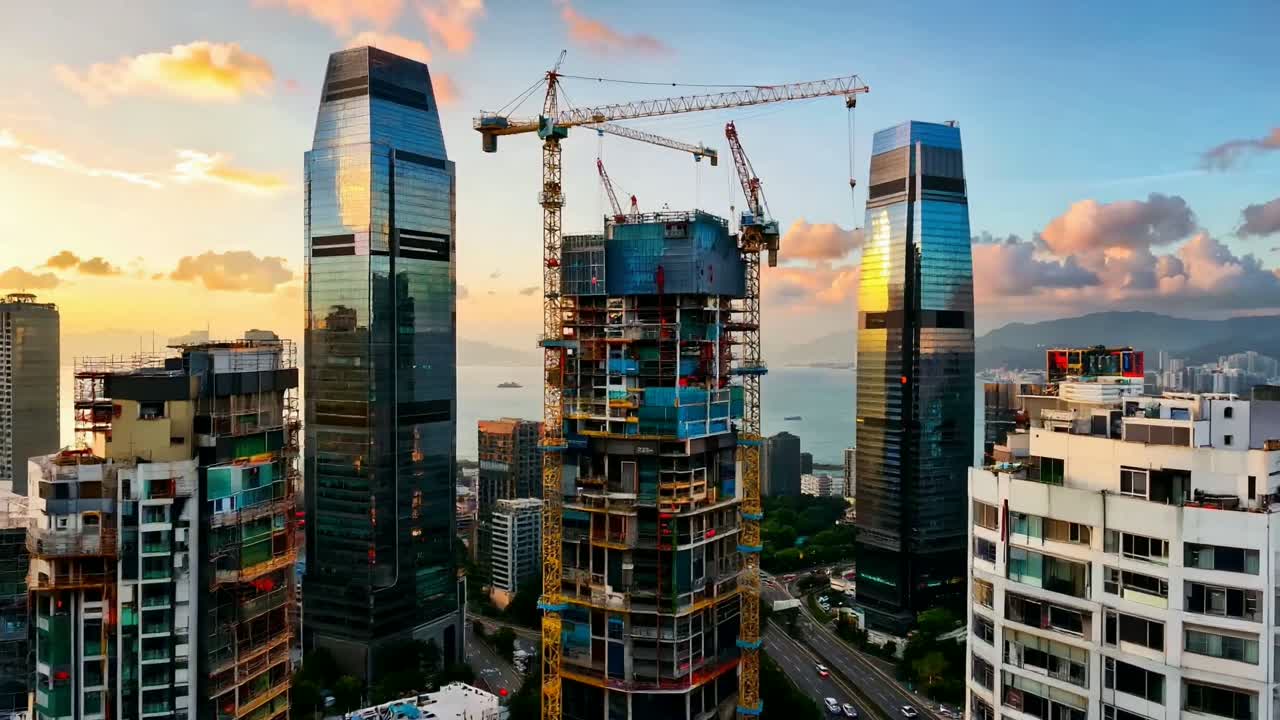 Hong Kong construction skyline
